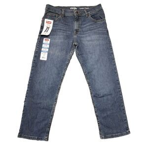 Wrangler Boys Classic Straight Jeans Size 14 Husky Adjustable Waist Free Stretch